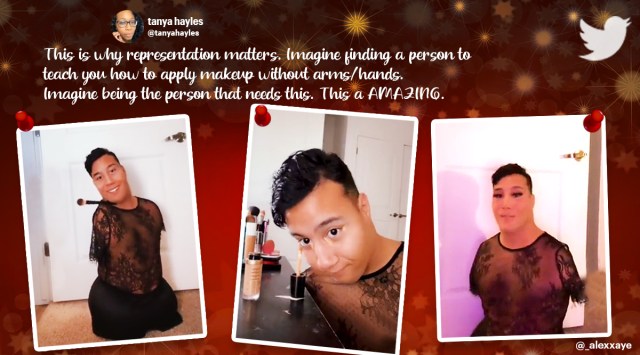 Gabe Adams Wheatley, gabe adams no limbs, no limbs make up artist, differently abled make up influence, viral make up artists, viral videos, inspiring videos, indian express