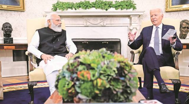 PM Narendra Modi with US President Joe Biden in the Oval Office of the White House in Washington. (AP Photo/Evan Vucci)