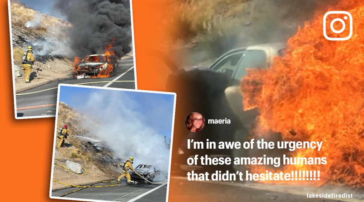 Watch: Good Samaritans rescue couple in their 90s from burning car ...