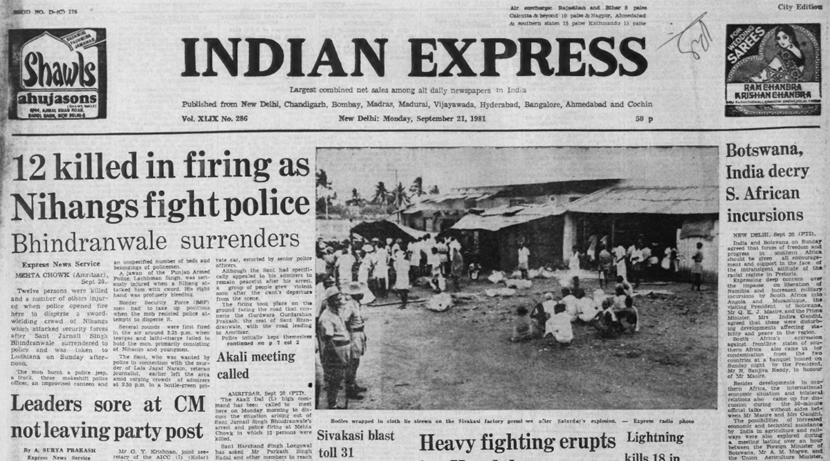 September 21, 1981, Forty Years Ago: Punjab violence | The Indian ...