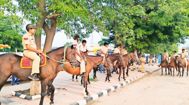 Forty CAPF companies have been deployed in Karnal. (Express photo)