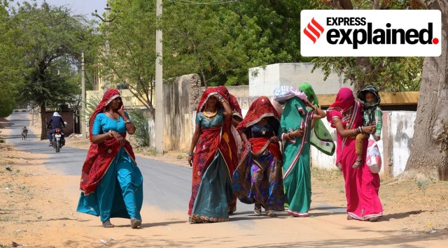 A group of women walk in Churu city. (Express Photo: Rohit Jain Paras, File)