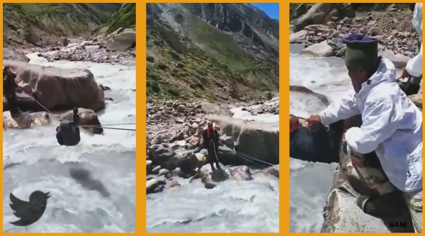 ITBP, ITBP rescue, ITBP personnel rescue Milam Uttarakhand, ITBP Uttarakhand rescue viral video, trending, indian express, indian express news