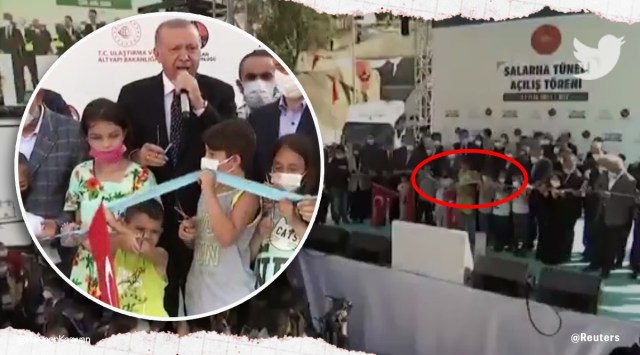 boy in turkey cuts ribbon before president viral video, Recep Tayyip Erdogan, Recep Tayyip Erdogan reacts to buy cutting videi viral video, tunnel opening ceremony, trending, indian express, indian express news