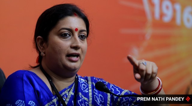 Union Minister Smriti Irani. (File photo by Prem Nath Pandey)