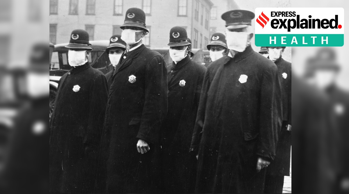 Policemen in Seattle in masks during the pandemic of 1918. (Wikipedia/Public domain)