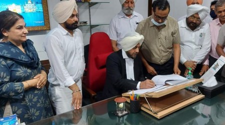 Amar Preet Singh Deol takes charge as the Punjab Advocate General (Express photo)