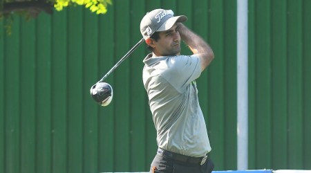 Ajay Baisoya in action on the first day of PGTI MP Cup. 