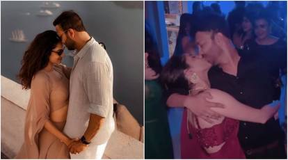 414px x 230px - Ankita Lokhande shares a passionate kiss with Vicky Jain at a Diwali party,  video goes viral | Television News - The Indian Express