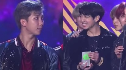 Bts: When V And Jungkook Were Laughing On Stage And Rm Shut Them Down,  Watch Video | Music News - The Indian Express