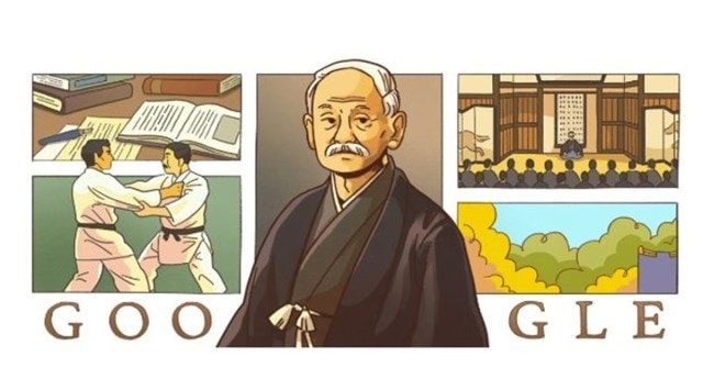Today's Google Doodle Professor Kano Jigoro: 
The doodle has been illustrated by Los Angeles-based artist Cynthia Yuan Cheng to celebrate Professor Jigoro's 161st birth anniversary.