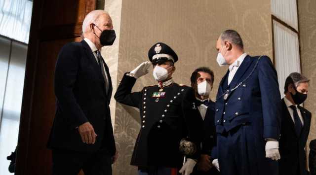 President Joe Biden arrives for a meeting with Italian Prime Minister Mario Draghi at Chigi Palace in Rome, Friday, Oct. 29, 2021. Biden will sign on to an international pact aimed at ending profit-shifting by large companies. HereÕs a look at what it means. (Erin Schaff/The New York Times)