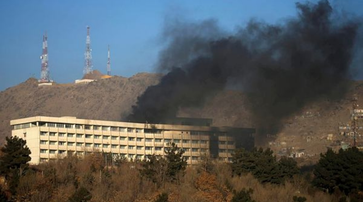 Smoke rises from the Intercontinental Hotel during an attack in Kabul, Afghanistan January 21, 2018. (Reuters)