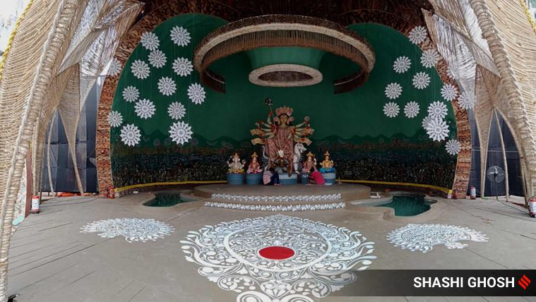 Durga Puja, Durga Puja 2021, Durga Puja 2021 themes, Durga Puja pandal themes 2021, Durga Puja Burj Khalifa pandal, pandal themes for Durga Puja in Kolkata, indian express news