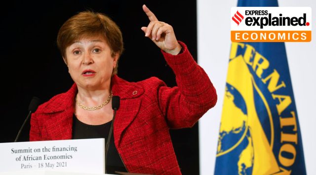 IMF MD Kristalina Georgieva, formerly World Bank chief executive, speaks  at a summit in Paris in May. The IMF has come out in her defence. (File Photo)