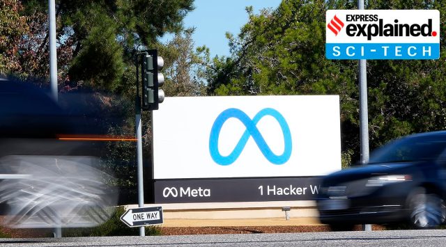 Facebook unveiled their new Meta sign at the company headquarters in Menlo Park, Calif., Thursday, Oct. 28, 2021. (AP Photo/Tony Avelar)