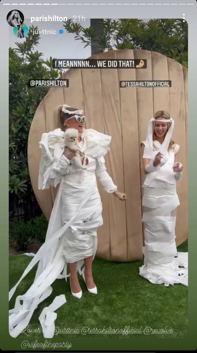 Paris Hilton Rocks Toilet Paper Wedding Dress at Her Bridal Brunch