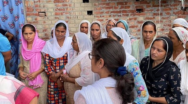 Lakhimpur: MP Sushmita Dev meets the family members of the victims of the Lakhimpur incident. (PTI Photo)