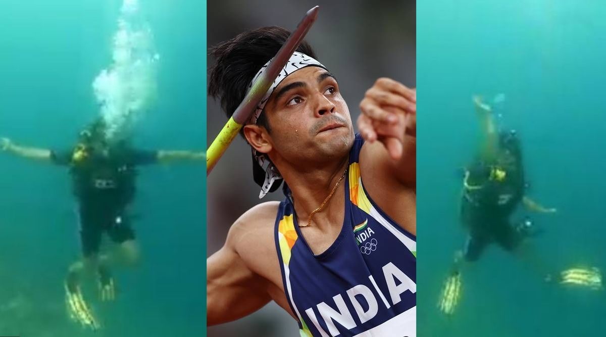 Watch Neeraj Chopra mimics his Olympic javelin throw underwater