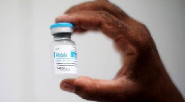 A nurse shows a dose of Abdala vaccine against the coronavirus at a vaccination center in Havana, Cuba. (Reuters)