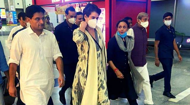 Priyanka Gandhi on her way to Lakhimpur Kheri from Lucknow. (Twitter/Saral Patel)