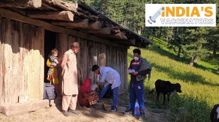 Ishfaq Shabir on a Covid-19 vaccination drive.