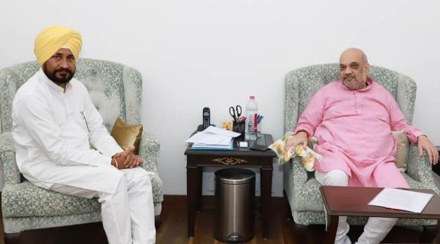 Punjab CM Charanjit Singh Channi with Union Home Minister Amit Shah. (Source Twitter/Channi)