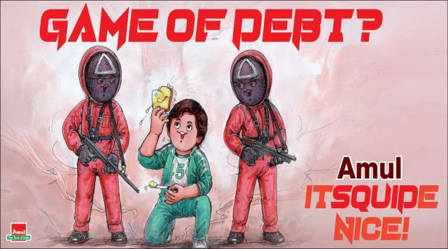 squid game, netflix squid game, squid game amul cartoon, amul topicals, latest amul topical, squid game dolgona candy, viral news, indian express