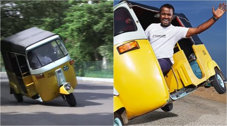 Guinness World Record, indians Guinness World Record, auto rickshaw driver Guinness World Record, gwr side wheelie, viral video, indian express
