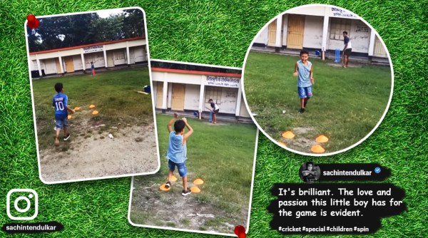 sachin tendulkar, bangladeshi boy spinner, little boy impress sachin brett lee, sachin tendulkar shared little spinner videos, viral videos, indian express