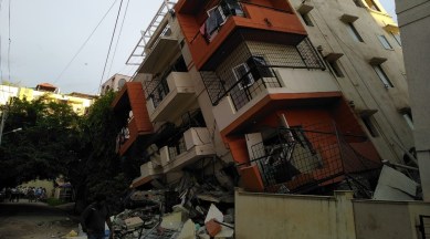 On Thursday around 2.30pm, three families living in the building noticed that the structure was tilting. Rushing out, they informed the civic body and fire officials. Within the next few minutes, the building collapsed. (Express)