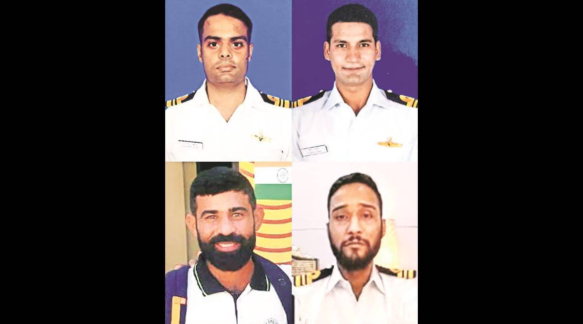 Lt Cdr Rajnikant Yadav, Lt Cdr Yogesh Tiwari, Lt Cdr Anant Kukreti, and Hari Om MCPO II. (PTI)