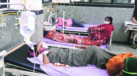 Dengue patients at hospital in the Tricity, Tuesday. Photo: Jaipal Singh