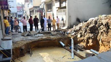 Deep Nagar, Ludhiana, Ludhiana news, cave-in, Ludhiana Municipal Corporation