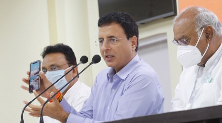 Surjewala said the Huzurabad bypolls have become the most corrupt and most expensive polls in India's electoral history.  (Express File Photo)