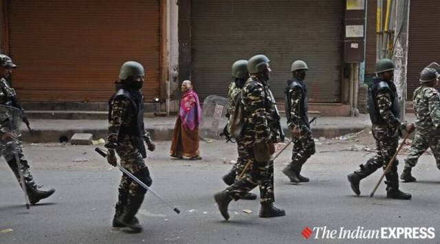 Security forces in Northeast Delhi, after the violence. (Express Photo/File)