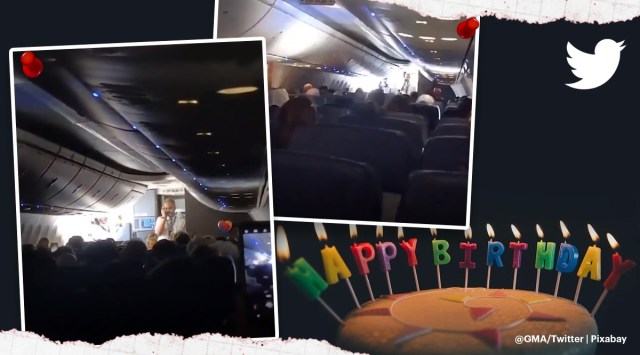 Southwest Airline crew lead birthday song twin girls on board passengers, passengers and crew on Southwest Airline flight sing happy birthday for twins, trending, indian express, indian express news