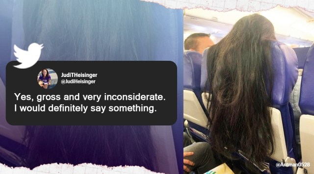 gross-and-unhygienic-picture-of-flight-passenger-draping-her-hair-on