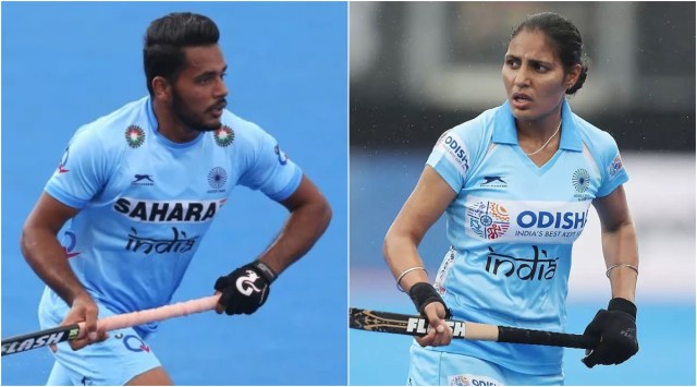 Harmanpreet Singh and Gurjit Kaur in action for India. (File)