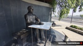 Ahmedabad, Ahmedabad news, Vikram Sarabhai statue vandalised, Dr Vikram Sarabhai, Indian Express
