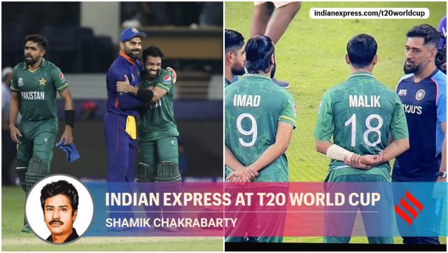 Virat Kohli and Babar Azam broke into a friendly conversation. Little later, some Pakistan players were seen picking Indian team mentor MS Dhoni's brain.