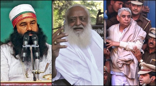 Gurmeet Ram Rahim Singh (L), Asaram Bapu (C) and Baba Rampal (R), among others, have all been caught by the law for various charges. (File Photo)