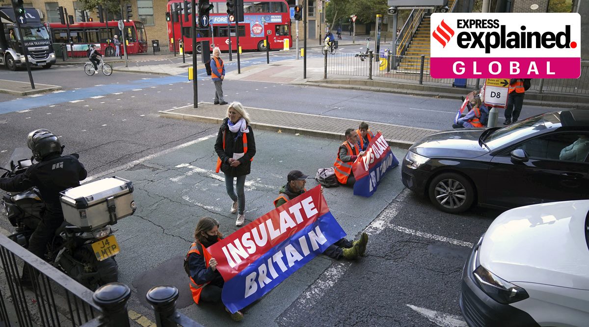 Insulate Britain, Insulate Britain protests, Britain protests, Britain roads blocked, Indian Express