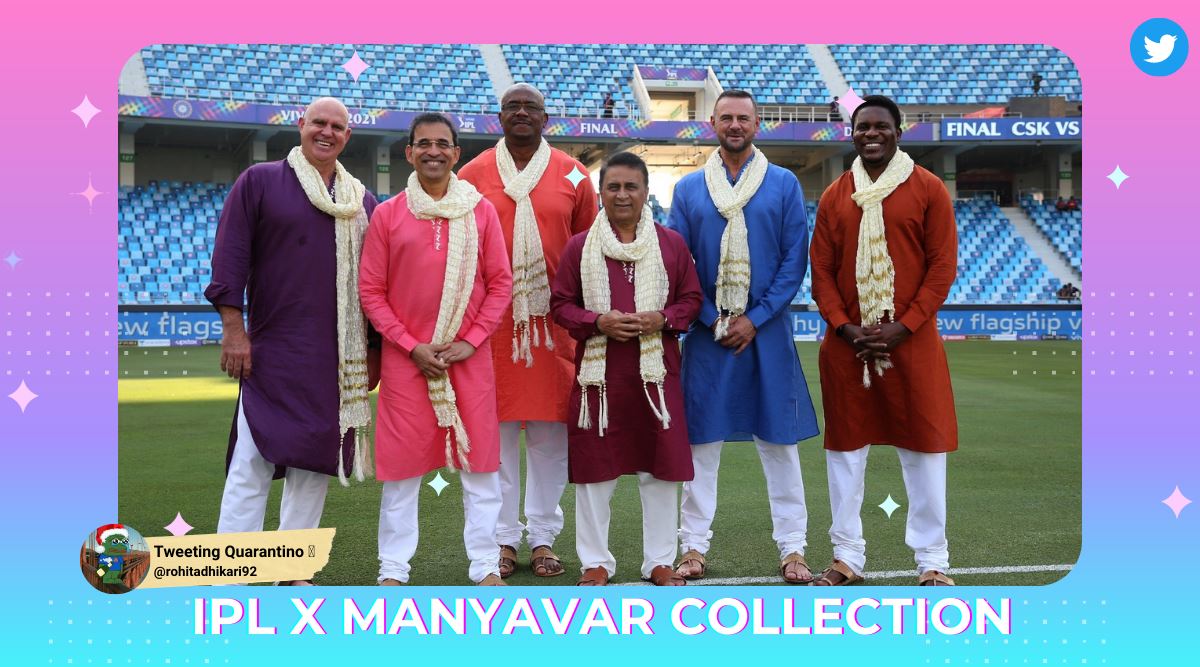 Commentators’ colourful Kurta-Pajamas at the IPL final in Dubai triggered hilarious meme-fest on Twitter. 