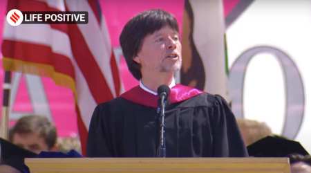 "Insist on heroes. And be one," he stated. (Source: Stanford/YouTube)