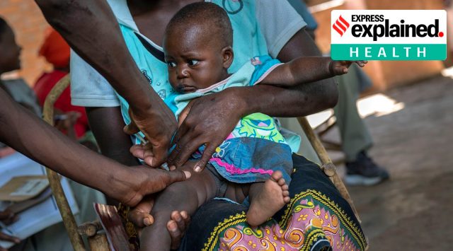 A baby from the Malawi village of Tomali is injected with the world's first vaccine against malaria in a pilot programme. (AP Photo/Jerome Delay, file)