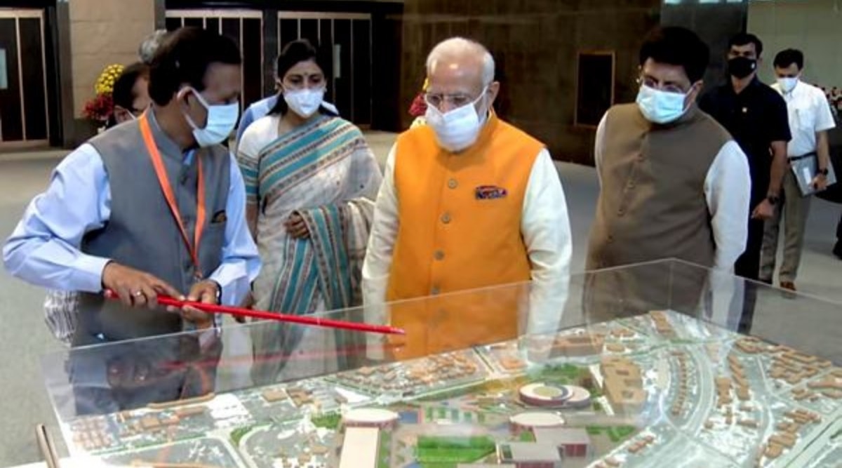 Prime Minister Narendra Modi reviews the Mega Gatishakti Master Plan, in New Delhi.(PTI Photo)