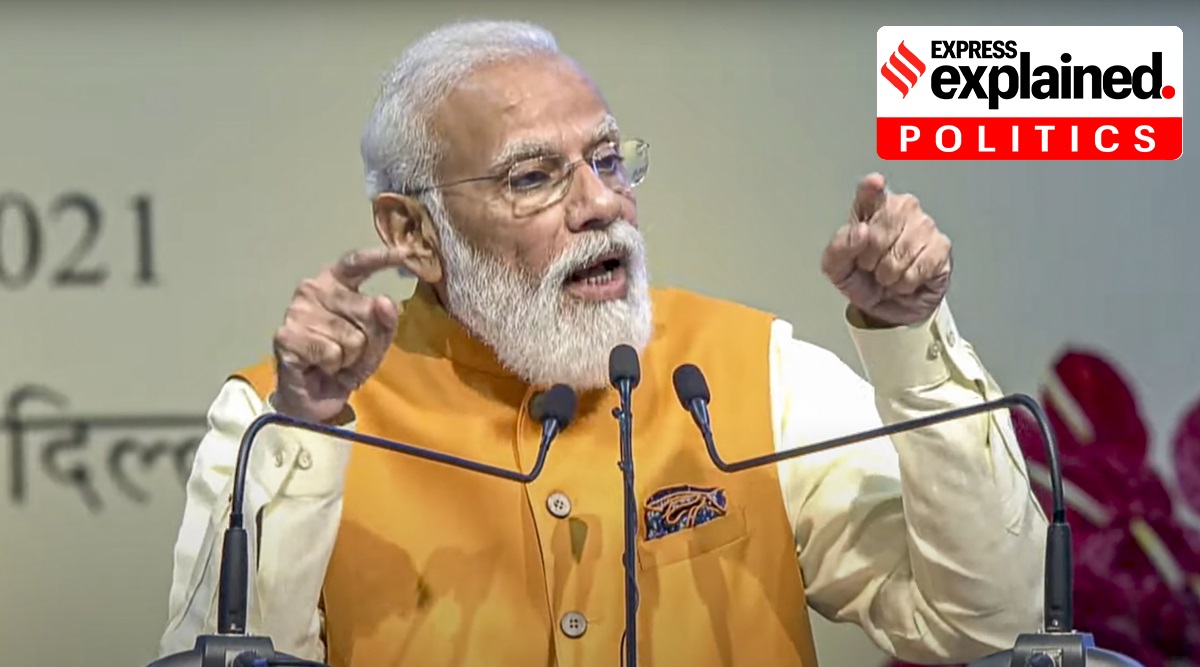 Prime Minister Narendra Modi addresses during the review of the Mega Gatishakti Master Plan, in New Delhi. (PTI Photo)