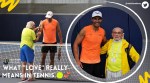 Rafael Nadal, Rafa Nadal, Rafa Nadal tennis academy, Rafa Nadal plays with oldest tennis player, Rafa Nadal plays with 97 year old player, good news, tennis news, sports news, indian express