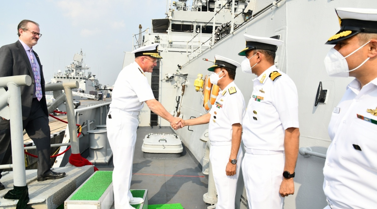 Us Navy Chief Visits Western Naval Command Headquarters Addresses Indian Navy Officers Mumbai 